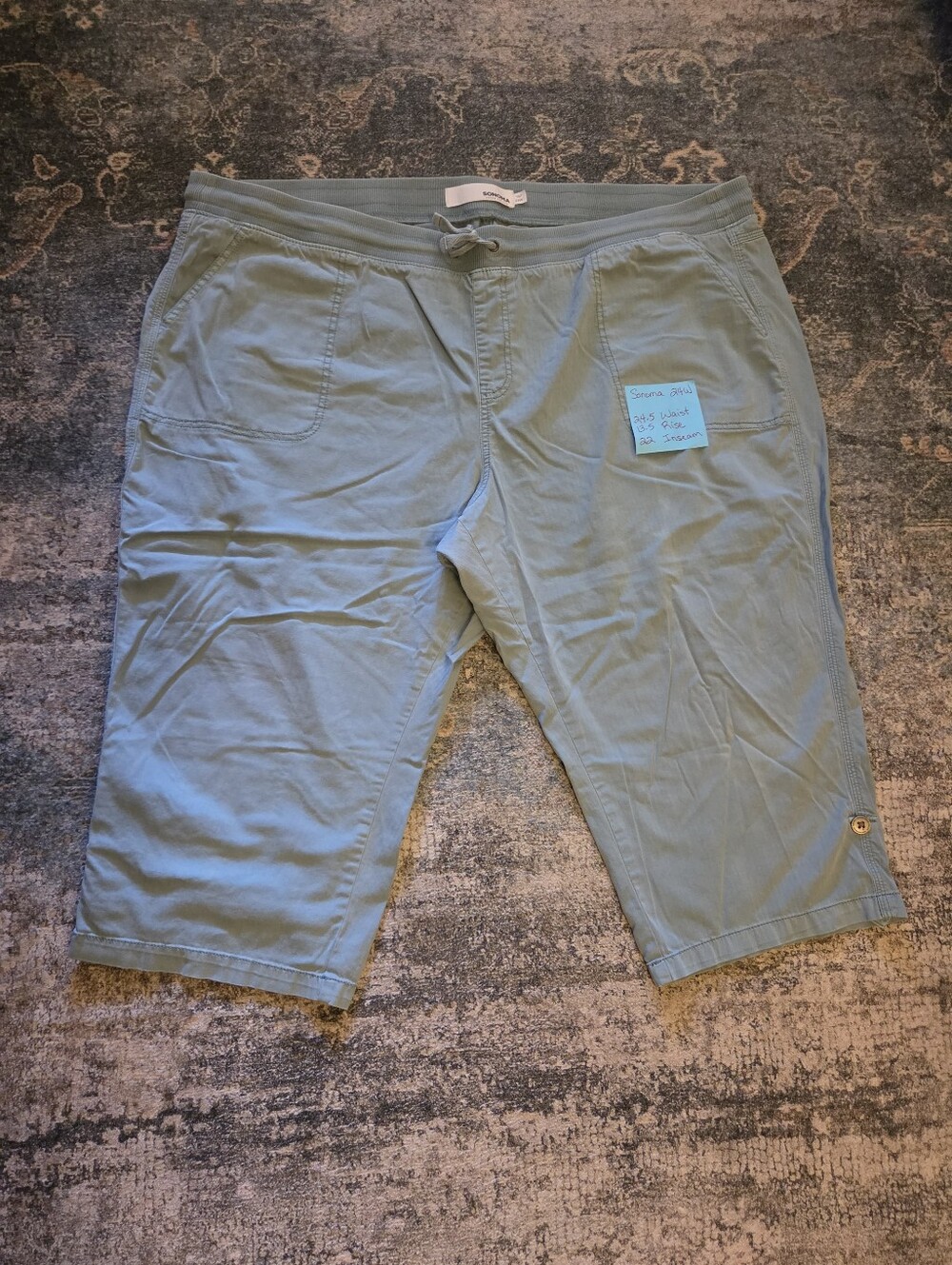 Sonoma Goods For Life Sage Green Utility Capri Pants Plus 24W Stretch
